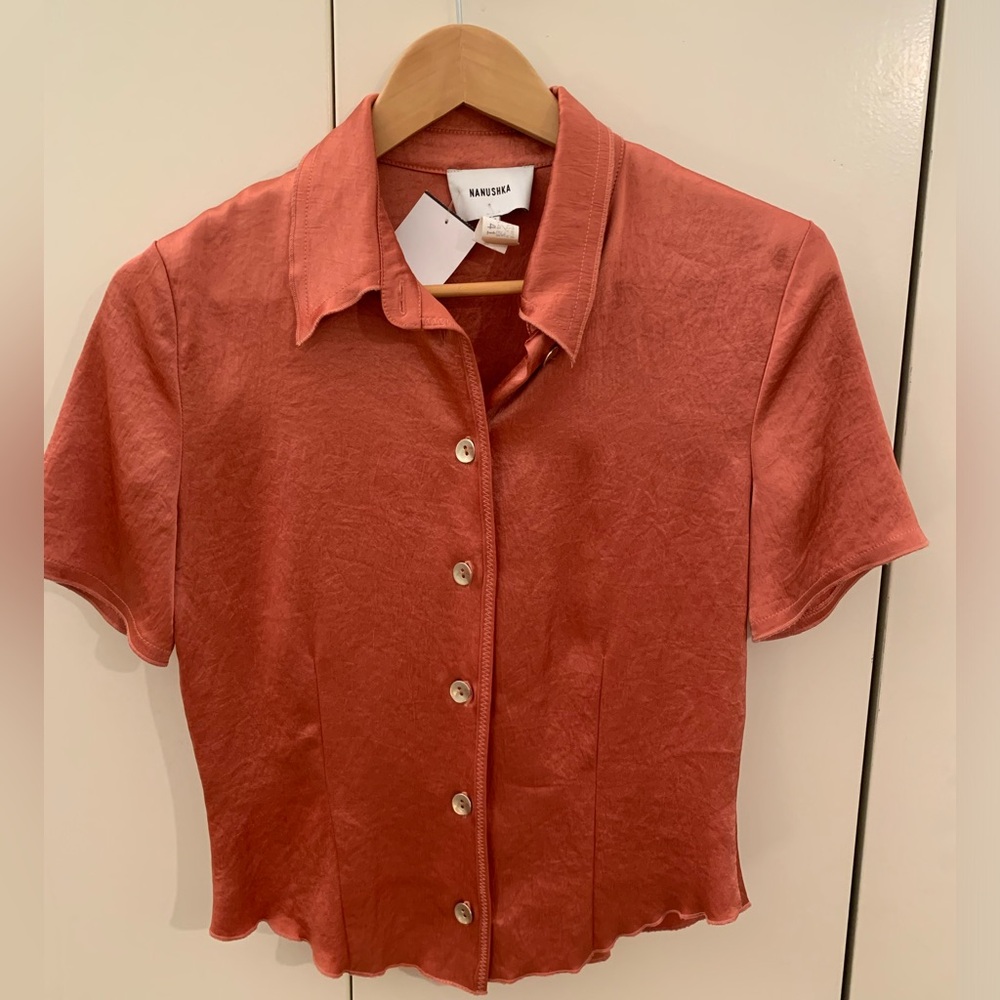 Like New and RARE Nanushka 90’s Vintage style blouse (XS) pink color tailored